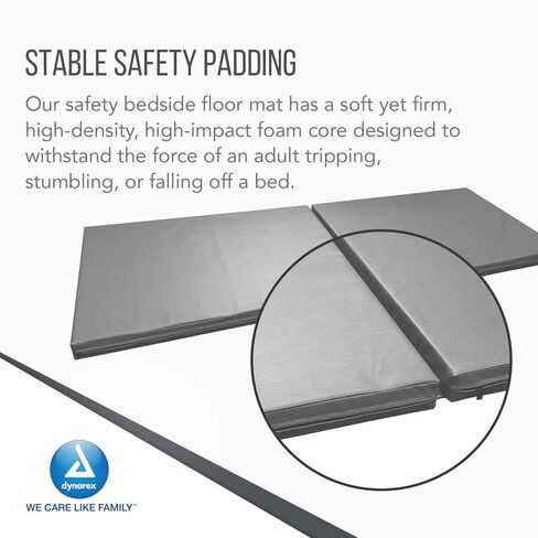 Dynarex Bedside Bi-Fold Foam Floor Mat - Waterproof Safety Floor Mat for Elderly & Hospital Patients - Accident & Fall Prevention Pad, Gray - 24" x 66" in Kuwait