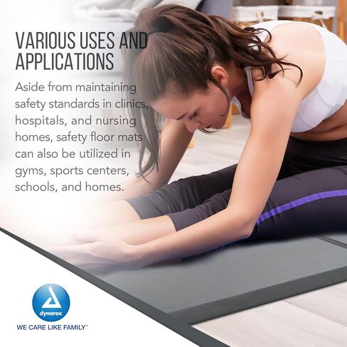 Dynarex Bedside Bi-Fold Foam Floor Mat - Waterproof Safety Floor Mat for Elderly & Hospital Patients - Accident & Fall Prevention Pad, Gray - 24" x 66" in Kuwait