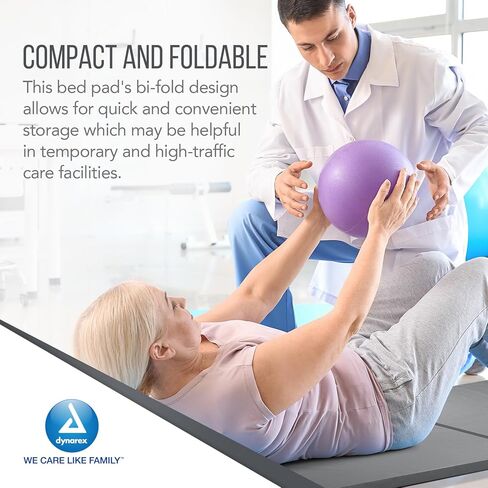 Dynarex Bedside Bi-Fold Foam Floor Mat - Waterproof Safety Floor Mat for Elderly & Hospital Patients - Accident & Fall Prevention Pad, Gray - 24" x 66" in Kuwait