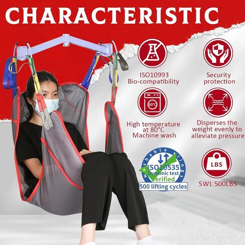 Universal Full Body Patient Lift Sling, Patient Lift Medical Sling for Bed Positioning and Bathing Assist Aids,Transfer Sling for Elderly,Disabled,Bedridden in Kuwait