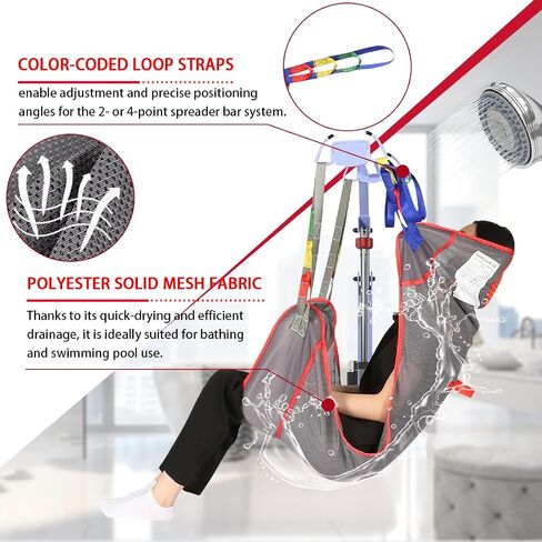 Universal Full Body Patient Lift Sling, Patient Lift Medical Sling for Bed Positioning and Bathing Assist Aids,Transfer Sling for Elderly,Disabled,Bedridden in Kuwait