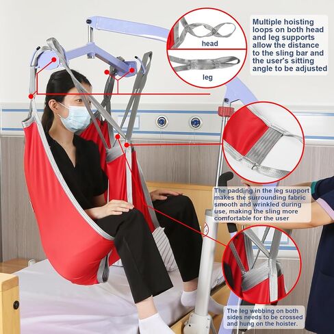 Patient Lift Divided Leg Sling with Lower Back, Lift Sling for Transfer and Positioning and Lifting, 500lb Weight Capacity (Large) in Kuwait