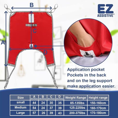 Patient Lift Divided Leg Sling with Lower Back, Lift Sling for Transfer and Positioning and Lifting, 500lb Weight Capacity (Large) in Kuwait