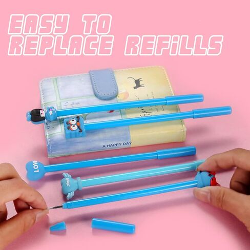 50 Pcs Cute Cartoon Pens for Kids, Random Novelty Kawaii Gel Black Ink Pens Bulk, Back to School Assorted Cool Writing Pen for Student Gift, School Office Home Supplies Present in Saudi Arabia