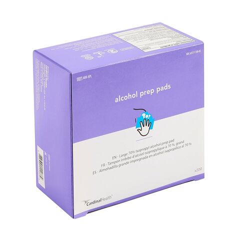 Cardinal Health MW-APL Individually Packaged 70% Isopropyl Alcohol Prep Pad - 9 x 4.5 cm - Non-Woven Pad - Topical Antiseptic - Prepare Skin for Injections - 2 Ply - Large - 1 Box of 200 Each in Saudi Arabia