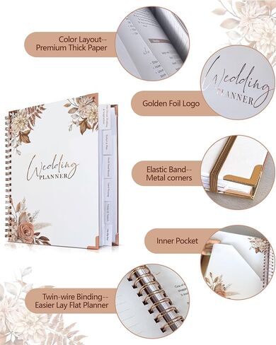 Wedding Planner for Bride,Wedding Planning Book and Organizer,Wedding Binder Book with Pockets,Perfect Engagement Gifts for Newly Enaged Couples (Floral) in Saudi Arabia