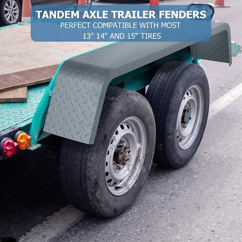 Tandem Axle Trailer Fenders 72-7/8"x10-1/4"x13",Heavy Duty Steel 14 Gauge Double Axle Trailer Fenders Fit 13"-15" Tires,2 Pack (Black Detachable) in Kuwait