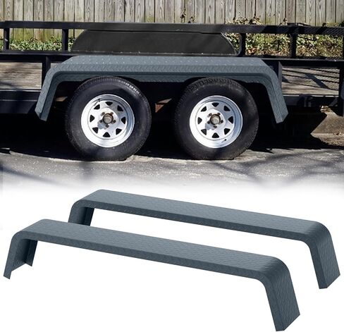 Tandem Axle Trailer Fenders 72-7/8"x10-1/4"x13",Heavy Duty Steel 14 Gauge Double Axle Trailer Fenders Fit 13"-15" Tires,2 Pack (Black Detachable) in Kuwait