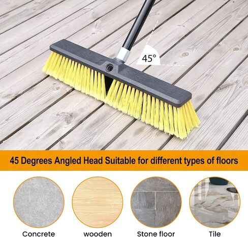 KeFanta 18 Inches Push Broom Outdoor- Heavy Duty Broom with 63" Long Handle for Deck Driveway Garage Yard Patio Warehouse Concrete Floor Cleaning in Saudi Arabia