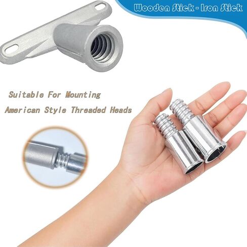 Broom Handle Bracket,5mm Thickness Deck Brush Accessories,Aluminum One-Piece Casting Metal Brackets,Broom Bracket for American Style Threadedd Threaded Tip Replacement (2) in Kuwait