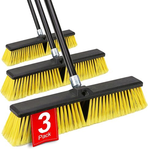 kefanta 18 بوصة دفع مكنسة في الهواء الطلق- مكنسة شديدة التحمل مع 63 "مقبض طويل لدوار Deck Drageway Garage Patio Warehouse Cleaning in Kuwait