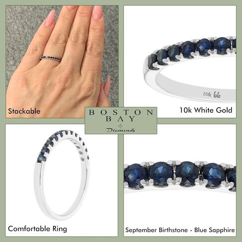 Boston Bay Diamonds 10K Gold Gold Wedding Gemstone Anniversary Band Ring - اختيار الحجر المولد ، وحجم الخاتم ، والذهب الأصفر أو الأبيض in Kuwait