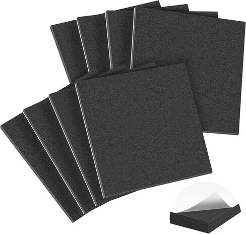 MYFAMIREA 8 PCS Adhesive Foam Padding Sheets Closed Cell Self Adhesive Sticky Foam Pads, 1/8" Thick 4'' x 4'' Neoprene Rubber Sheets Non-Slip Insulation Pads Vibration for Furniture Crafts Cars, Black in Saudi Arabia