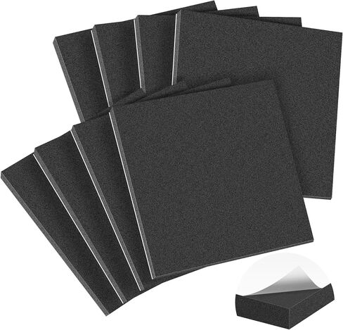 MYFAMIREA 8 PCS Adhesive Foam Padding Sheets Closed Cell Self Adhesive Sticky Foam Pads, 1/8" Thick 4'' x 4'' Neoprene Rubber Sheets Non-Slip Insulation Pads Vibration for Furniture Crafts Cars, Black in Saudi Arabia