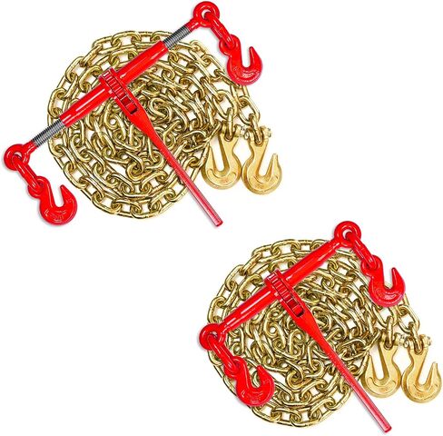 سلسلة الموثق سلسلة 3/8 "-1/2" الصف 70 و 3/8 "× 10 قدم تشمل (2) المجلدات و (2) سلاسل لتطبيقات القطر الزراعي الصناعي في سلسلة وموثق مجموعة in Kuwait