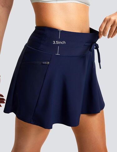 FitsT4 Sports Women's High Waisted 15" Swim Skirts Skort with Shorts 4 Pockets Bathing Suit Swimwear Swimsuit Bottoms in Kuwait