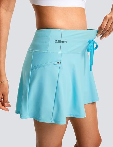 FitsT4 Sports Women's High Waisted 15" Swim Skirts Skort with Shorts 4 Pockets Bathing Suit Swimwear Swimsuit Bottoms in Kuwait