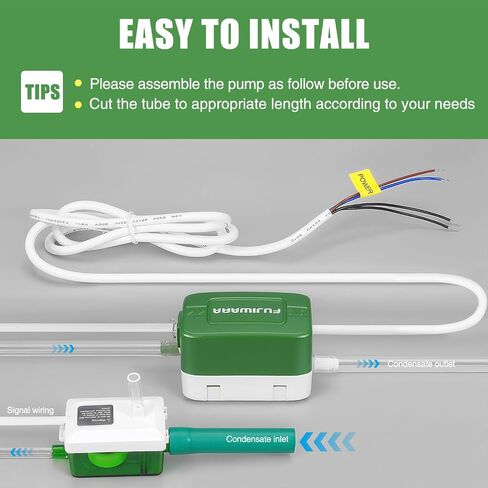 FUJIWARA Condensate Pump, Mini Split Automatic Condensation Drain Removal Quiet Pump,for HVAC,Air Conditioner,Dehumidifier,Furnance,Ice Maker,Suitable for A/C 1-3HP 2200W (FUJ—24S) in Kuwait