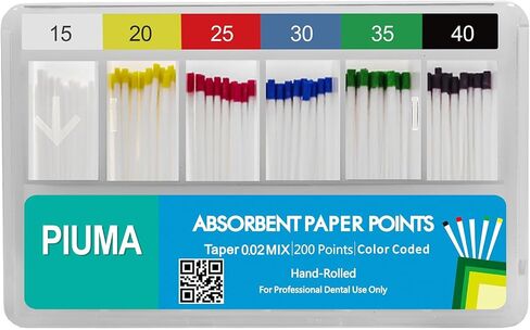 200 PCs Dental Grade Piuma Absorbent Paper Points #15-40 Mixed by VASTMED | Tapper for Dental Endo Endodontic Sterile in Saudi Arabia