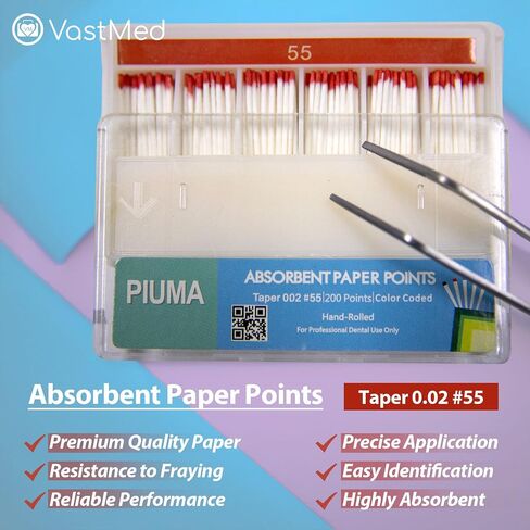200 PCs Dental Grade Piuma Absorbent Paper Points #15-40 Mixed by VASTMED | Tapper for Dental Endo Endodontic Sterile in Saudi Arabia
