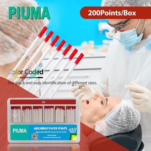 200 PCs Dental Grade Piuma Absorbent Paper Points #15-40 Mixed by VASTMED | Tapper for Dental Endo Endodontic Sterile in Saudi Arabia