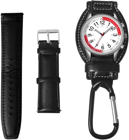 JewelryWe Backpack Clip-on FOB Watches: Buckle Key Ring Pocket Watch with Detachable Leather Strap Watches Set in Saudi Arabia