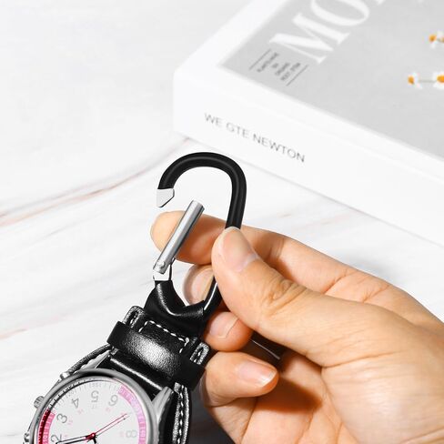 JewelryWe Backpack Clip-on FOB Watches: Buckle Key Ring Pocket Watch with Detachable Leather Strap Watches Set in Saudi Arabia
