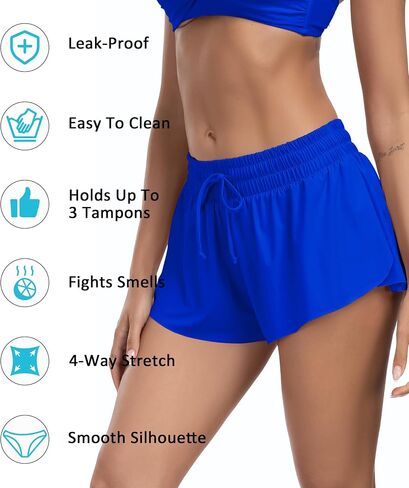 Beautikini Period Swim 2-in-1 Shorts Menstrual Leakproof Bathing Suit Bottoms Flowy Athletic Skirt for Teen Girls in Saudi Arabia