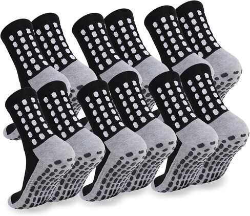 2/4/6 Pairs Men's Soccer Socks Grip Pads Non Slip Football Baseball Soccer Socks for Men Women (2 Pairs/Black White) in Saudi Arabia