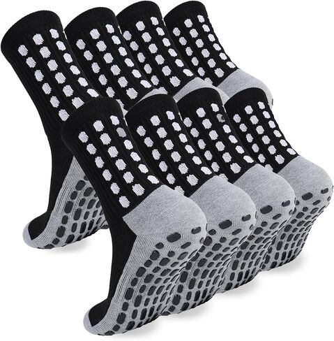 2/4/6 Pairs Men's Soccer Socks Grip Pads Non Slip Football Baseball Soccer Socks for Men Women (2 Pairs/Black White) in Saudi Arabia