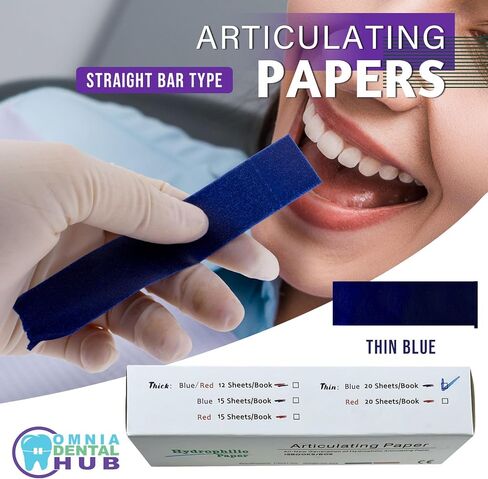 240pcs dental درجة تعبير أوراق من قبل Omnia واحد | لدغة ميكرون زرقاء رقيقة من الورق والفيلم المضاعف الجانب من أجل التعديلات الإطباق والداخل القريب in Kuwait