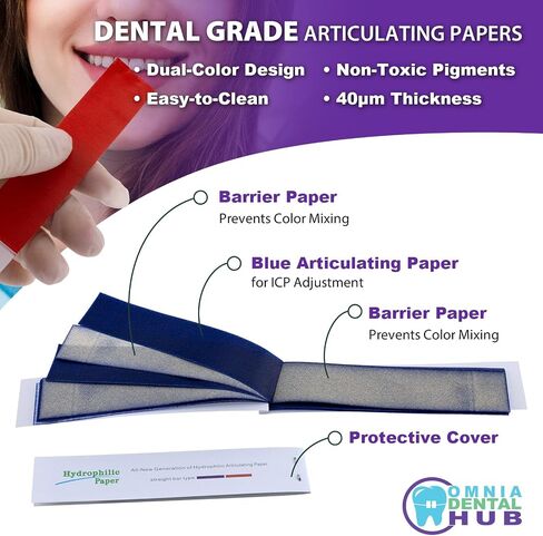 240pcs dental درجة تعبير أوراق من قبل Omnia واحد | لدغة ميكرون زرقاء رقيقة من الورق والفيلم المضاعف الجانب من أجل التعديلات الإطباق والداخل القريب in Kuwait