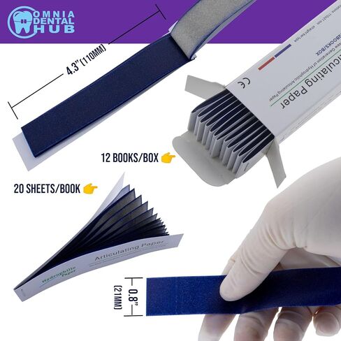 240pcs dental درجة تعبير أوراق من قبل Omnia واحد | لدغة ميكرون زرقاء رقيقة من الورق والفيلم المضاعف الجانب من أجل التعديلات الإطباق والداخل القريب in Kuwait