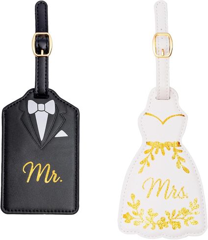 Luggage Tags for Couples, Bride & Groom Wedding Dress and Tuxedo Suitcase Tags, Luggage Tag for Honeymoon Travel, Bridal Showers, Weddings, Travel Accessories for Couples (Bride Groom Shape) in Saudi Arabia