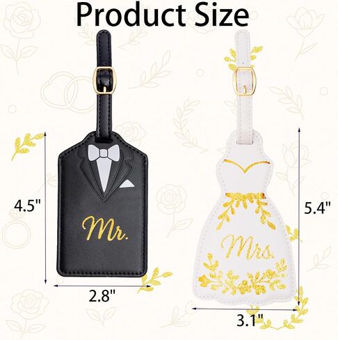 Luggage Tags for Couples, Bride & Groom Wedding Dress and Tuxedo Suitcase Tags, Luggage Tag for Honeymoon Travel, Bridal Showers, Weddings, Travel Accessories for Couples (Bride Groom Shape) in Saudi Arabia