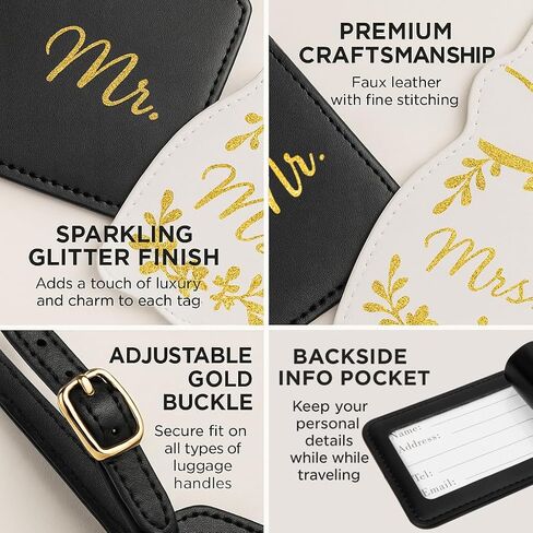 Luggage Tags for Couples, Bride & Groom Wedding Dress and Tuxedo Suitcase Tags, Luggage Tag for Honeymoon Travel, Bridal Showers, Weddings, Travel Accessories for Couples (Bride Groom Shape) in Saudi Arabia