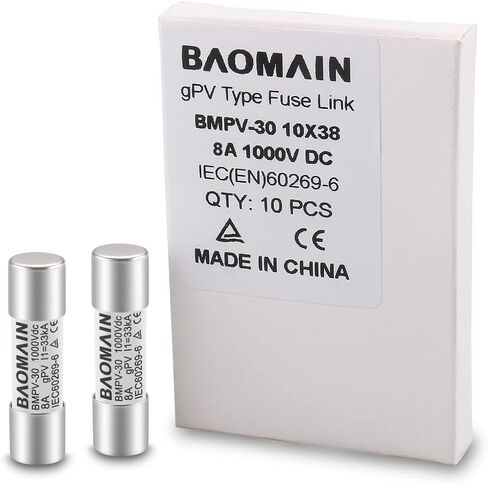 Baomain Solar PV Fuse, gPV Type Fuse Link PV-30 10 X 38 mm,10A 1000V DC,33kA, CE Listed Pack of 10 in Saudi Arabia
