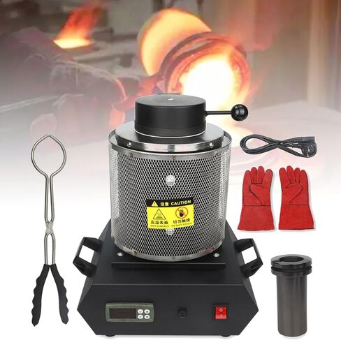 Electric Gold Melting Furnace Kit, PID Digital Induction Heating Metal Melter with 1400W Resistant Silver Graphite Crucible Solder Pots in Kuwait