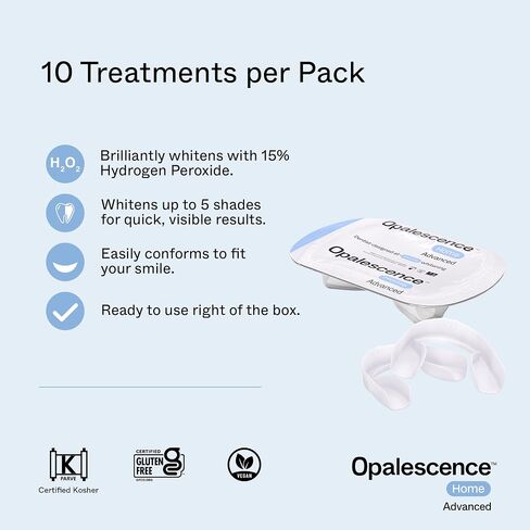 Opalescence Home Advance Gel Prefiled That Thating Rays 15 ٪-(10 علاجات) مجموعة أدوات تبييض الأسنان بيروكسيد الهيدروجين-تعزيز الصواني 5822-T in Kuwait
