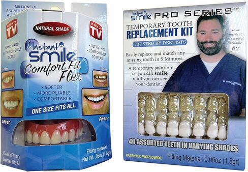 Smile Smile Flex Teath (الظل الطبيعي) ومجموعة أسنان سلسلة Pro Series - 2 منتجات Smile رائعة in Kuwait
