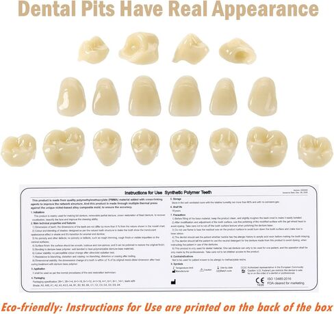 Dental Acrylic Resin Denture False Teeth A3, T6 Synthetic Polymer Resin Fake Teeth for Replacement, Halloween, DIY (28 Pcs/Set) in Saudi Arabia
