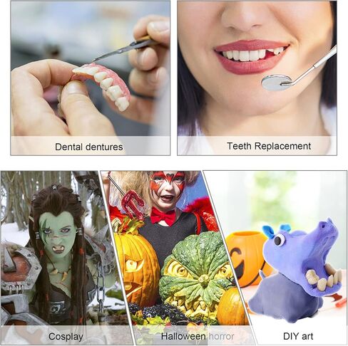 Dental Acrylic Resin Denture False Teeth A3, T6 Synthetic Polymer Resin Fake Teeth for Replacement, Halloween, DIY (28 Pcs/Set) in Saudi Arabia