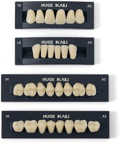 Dental Acrylic Resin Denture False Teeth A3, T6 Synthetic Polymer Resin Fake Teeth for Replacement, Halloween, DIY (28 Pcs/Set) in Saudi Arabia