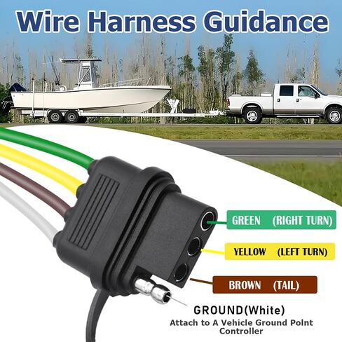 7 Way Trailer Plug 7 Pin to 4 Pin Trailer Adapter 7 Pin Trailer Connector, Vehicle-Side 4 Flat to Trailer-Side 7 Blade and 4 Pin Dual-Output Connector with Mounting Bracket for RV Truck in Kuwait