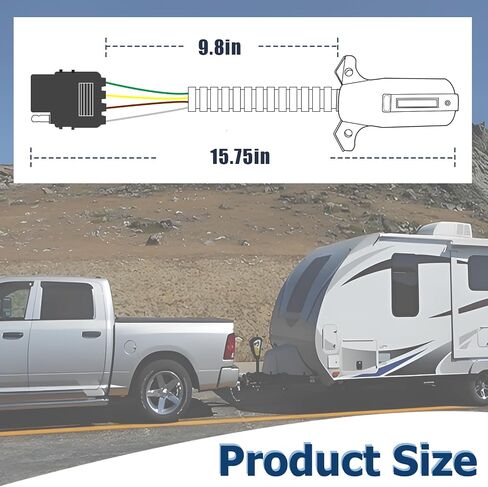 7 Way Trailer Plug 7 Pin to 4 Pin Trailer Adapter 7 Pin Trailer Connector, Vehicle-Side 4 Flat to Trailer-Side 7 Blade and 4 Pin Dual-Output Connector with Mounting Bracket for RV Truck in Kuwait