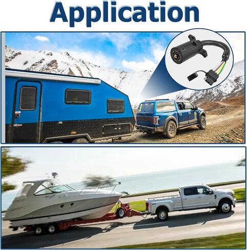 7 Way Trailer Plug 7 Pin to 4 Pin Trailer Adapter 7 Pin Trailer Connector, Vehicle-Side 4 Flat to Trailer-Side 7 Blade and 4 Pin Dual-Output Connector with Mounting Bracket for RV Truck in Kuwait