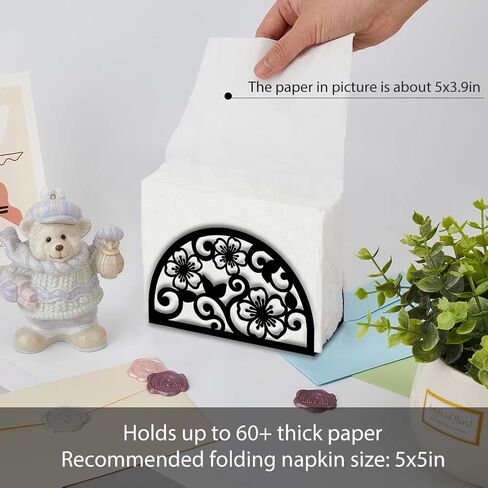 SUPERDANT Napkin Holder for Tables Flowers Fan Design Iron Napkin Dispenser for Kitchen Vintage Tabletop Tissue Stand Rustic Cloth Napkins Holders for Farmhouse Restaurants Hotel Home Party Decor in Kuwait