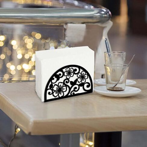 SUPERDANT Napkin Holder for Tables Flowers Fan Design Iron Napkin Dispenser for Kitchen Vintage Tabletop Tissue Stand Rustic Cloth Napkins Holders for Farmhouse Restaurants Hotel Home Party Decor in Kuwait