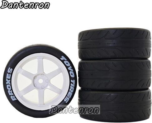 1/10 RC On Road Tires OD 68mm and Hard Plastic Street Wheels 12mm Hex Touring Tyres for 1:10 Rally Racing Drift Car Tamiya TT01 TT02 XV01 HPI KYOSHO HSP PTG2 Traxxas TA06 A959 4PCS (White) in Saudi Arabia
