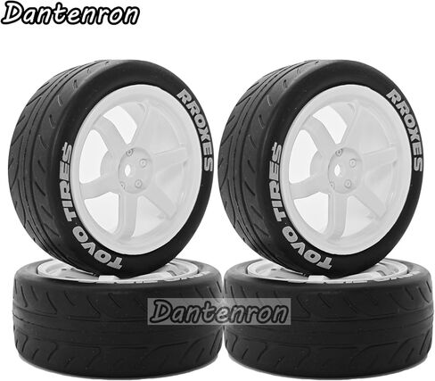 1/10 RC On Road Tires OD 68mm and Hard Plastic Street Wheels 12mm Hex Touring Tyres for 1:10 Rally Racing Drift Car Tamiya TT01 TT02 XV01 HPI KYOSHO HSP PTG2 Traxxas TA06 A959 4PCS (White) in Saudi Arabia